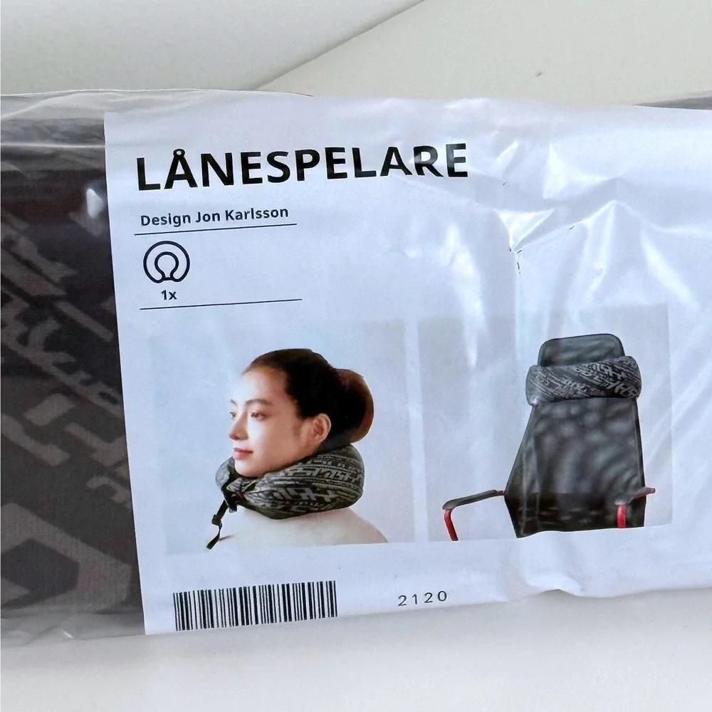 IKEA LANESPELARE Neck Pillow Gaming Travel Support Black Grey 305.078.56 NEW